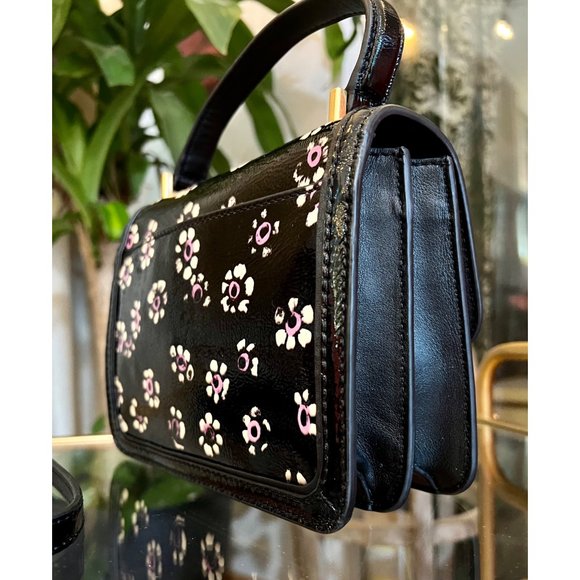 ♦️♦️ TORY BURCH AUTHENTIC BLACK PATENT LEATHER JULIETTE HANDBAG ♦️♦️ - Picture 7 of 15